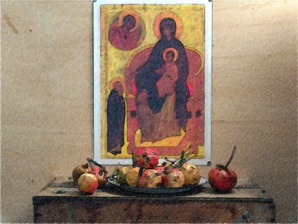Icona con melograni
