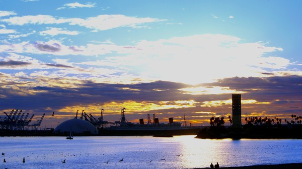 Sunset over the Queen Mary