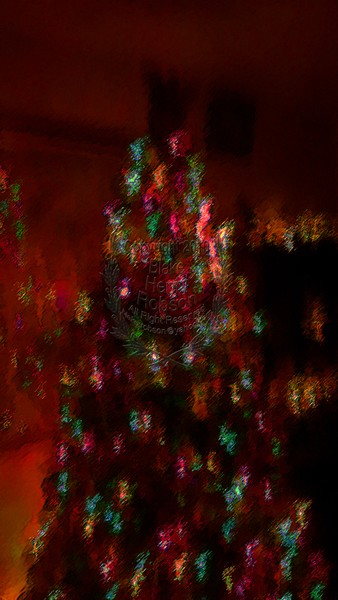 Christmas tree, ornaments, tinsel & colorful light