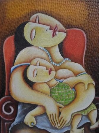 mãe e filho dormem