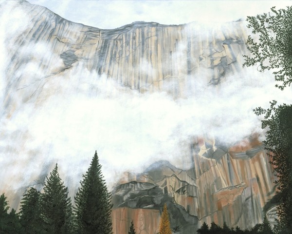 Rock Wall With Fog