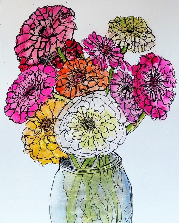 Zinnia Bouquet 8 by 10