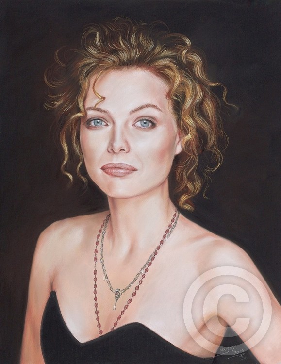 Color portrait of amazing Michelle Pfeiffer