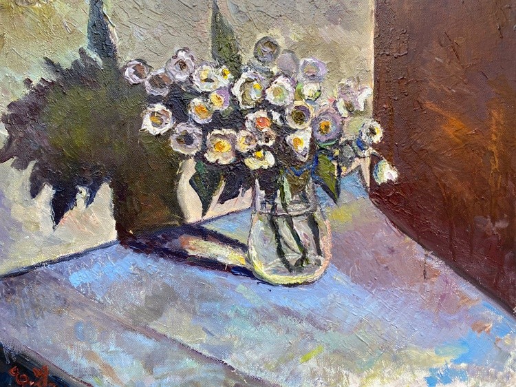 First Spring Flowers in a Glass Vase