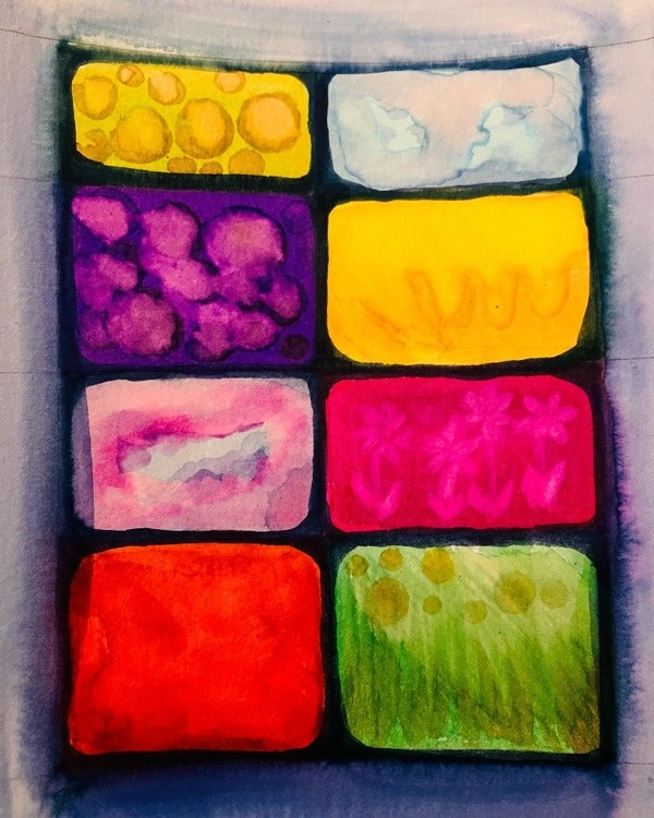 justart abstractleaves watercolor 