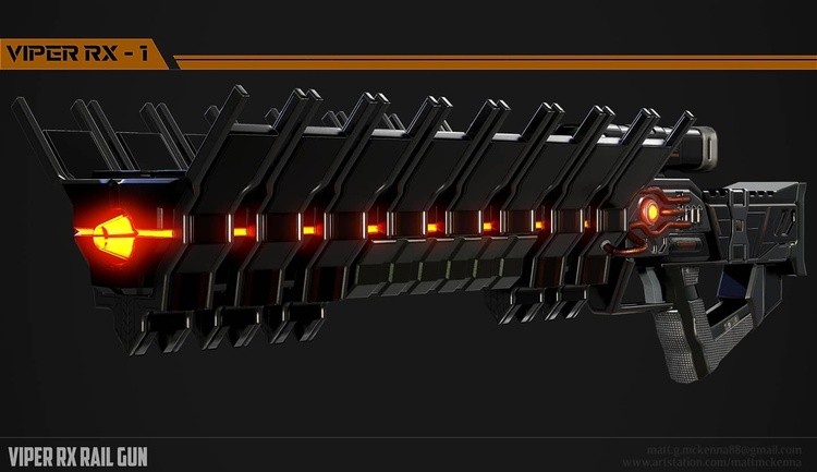Designed and modeled my own rail gun titled the Viper RX-1