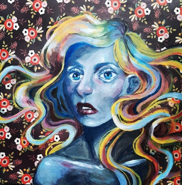 Looks a lot like Lady Gaga I tried painting on some of my textured paper pads and I liked the result