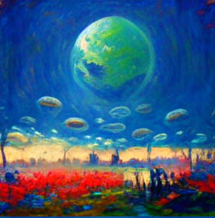 Claud Monet rendering of Alien Invasion