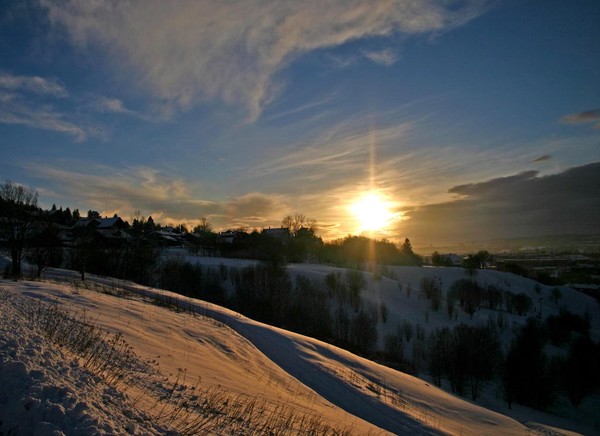 Cold winter sun in January