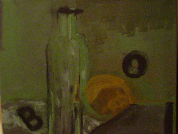 orange on table with wine
