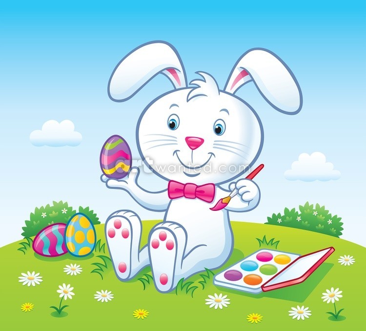 Bunny Rabbit Painting Easter Eggs