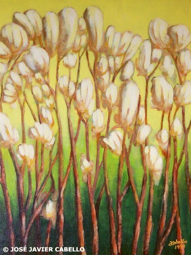 Flores sobre amarillo