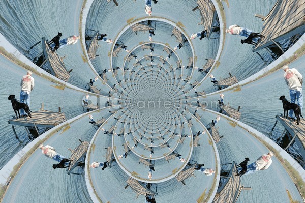 Man and Lab on Pier Kaleidoscope Photo