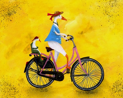 gooses on a bike
