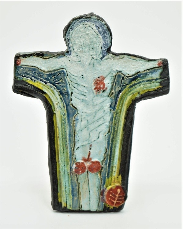 Jesus crucifix . Modern Ceramic. Gomolka Art 