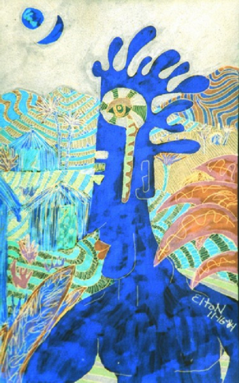 JUNGLE:   HIDING IN PLAIN SIGHT.(c) 1984,,,elton houck..8 x 10'paper mixed Jungle Media---