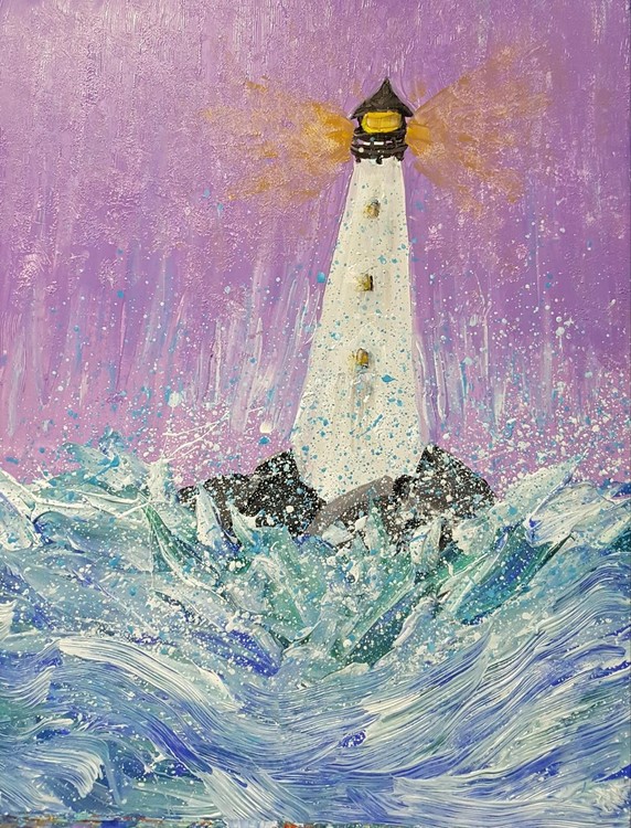 Lighthouse with Crashing Waves