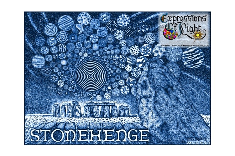 ExpoLight-Graphic-Arts-Stonehenge-Vortex-1991-0001 (Pen-&-Ink-Blue-Sepia-SP)
