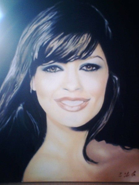 cathrine zeta jones oil painting