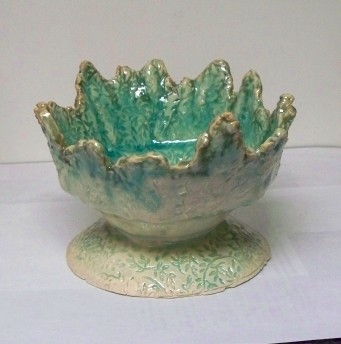 Celadon Hand Sculpted Ceramic Art Centerpiece