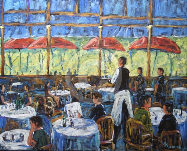 Impressionist Cafe Large Original Painting