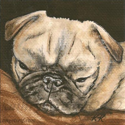 Sleeping Pug Puppy painting