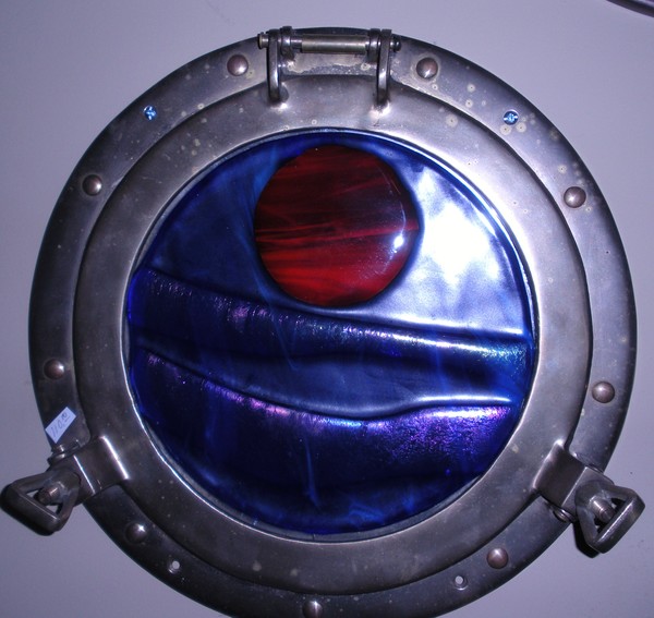 Vintage Porthole Mosaic Fused Glass Sunset