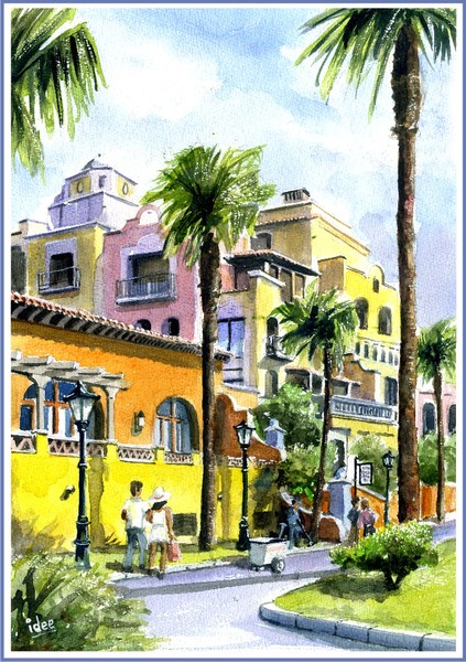 Colourful apartments on the island Tenerife