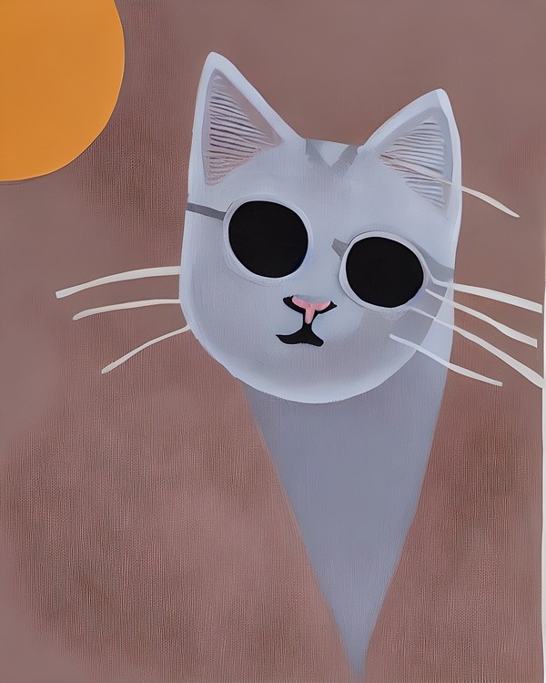 Muted tones cool cat minimalist painting