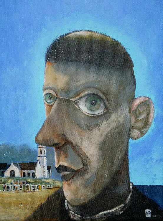 The artist in his capacity as a monk in his town of birth