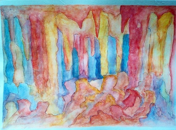 Sfendoni cave CreteWatercolour painting