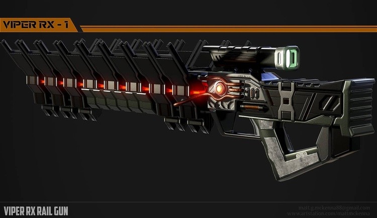 Designed and modeled my own rail gun titled the Viper RX-1