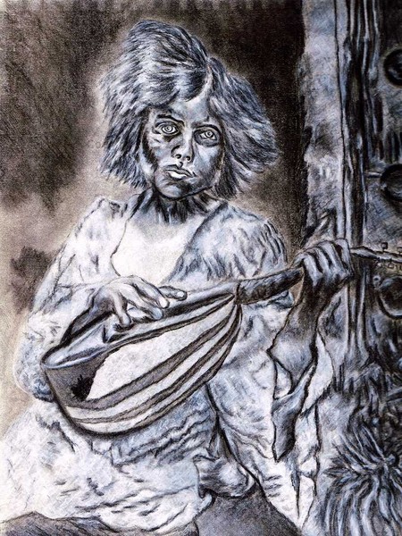 Lady Strumming Mandolin