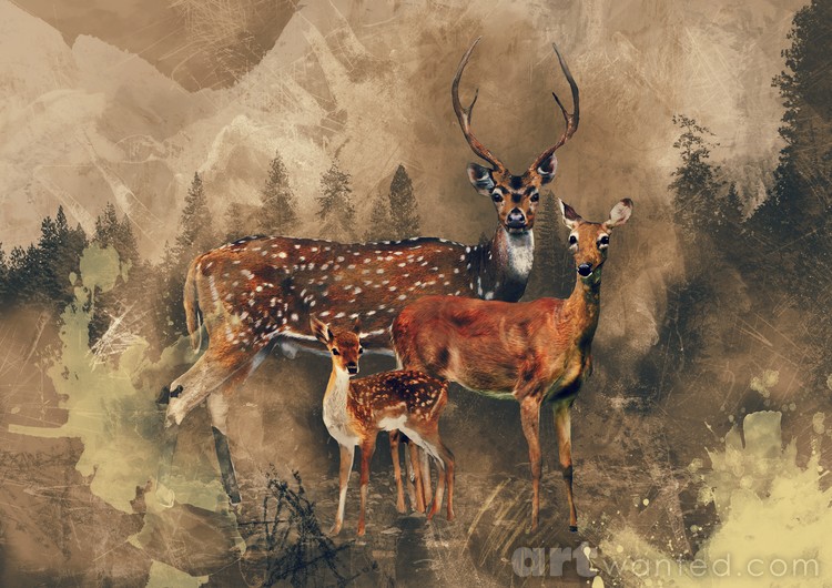 Deer and moutain