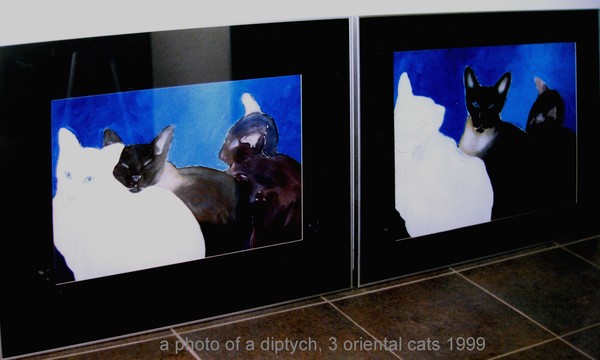 A diptych, 3 oriental cats 1999