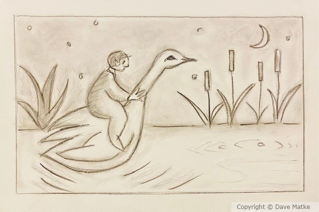 boy and swan sketch