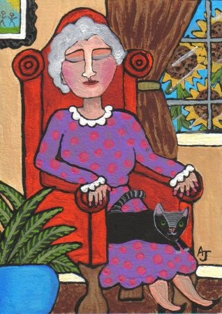 Grandma Napping in her Red Chair
