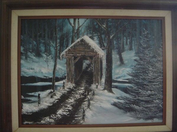 peeking through the covered bridge