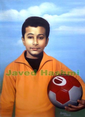 Child Holds Football Painting