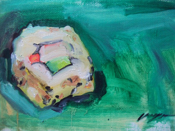 fine art sushi oil painting still life