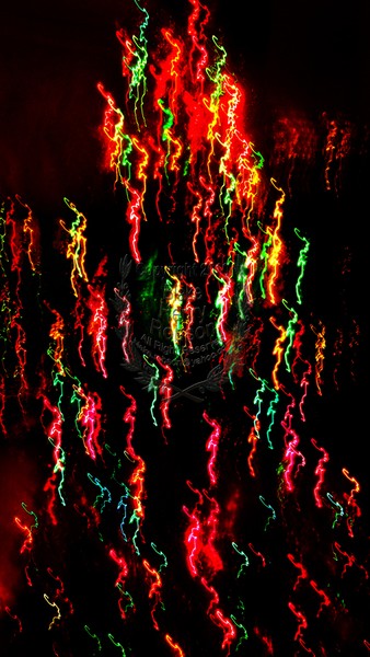 Christmas tree, ornaments, tinsel & colorful light