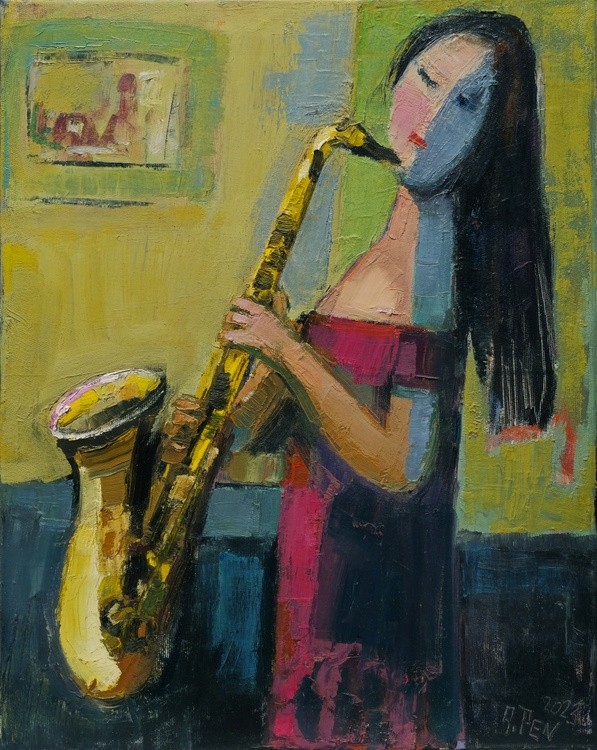 SAXOPHONISTIN ANNA 50 x 40 cm