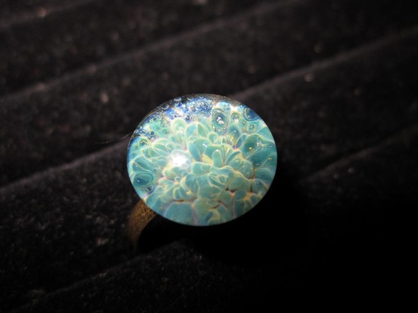 Handblown Glass Antiqued copper ring