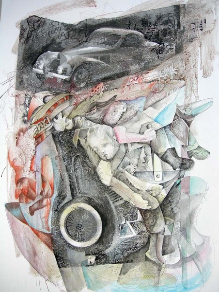 Serie ISLA AL SUR XV. Técnica mixta sobre cartulina. 70 x 50