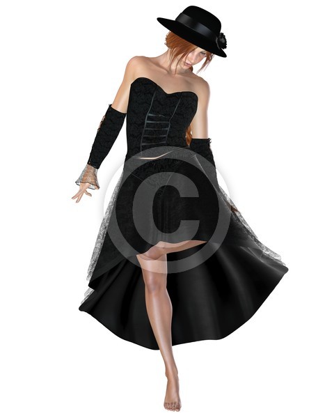 Woman in Black Dress and Hat