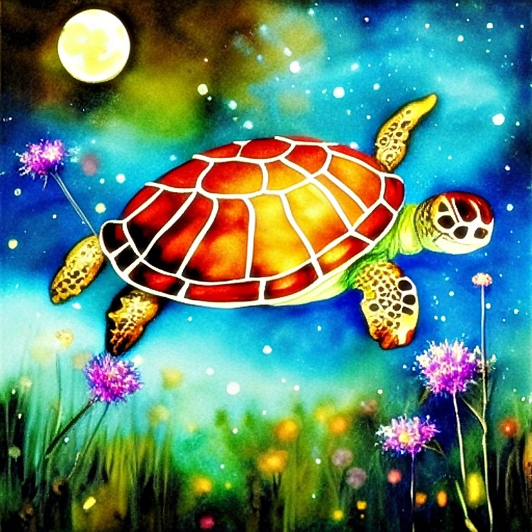 Seaturtle ink and water art