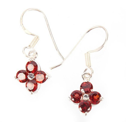 Sterling Silver Awesome Garnet Earrings