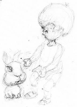Kids Book Bunny+Kid Sketch