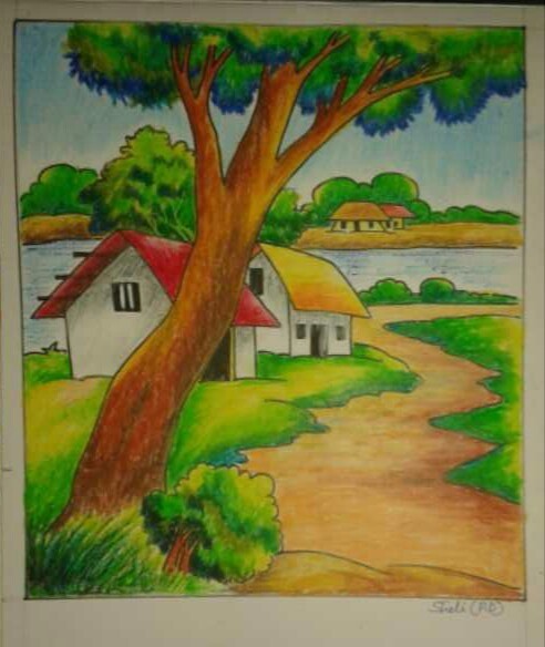 Oil pastel painting