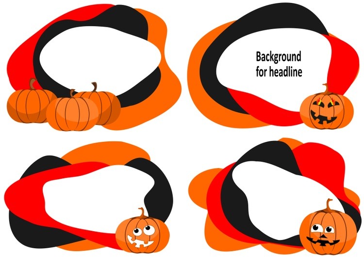 Curved Halloween background for  headline with pumpkins